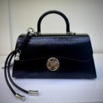 Elegant Black H-Logo Structured Handbag