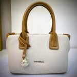 Elegant White & Tan Women's Handbag - Chic Two-Tone Top Handle Tote