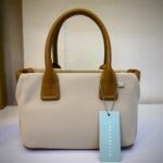 Elegant White & Tan Women's Handbag - Chic Two-Tone Top Handle Tote - Image 2