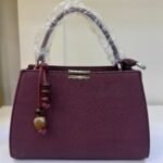 Elegant Burgundy Women’s Handbag – Sophisticated Textured Top Handle Bag