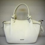 BAGCO Elegant Off-White Knotted Handle Tote Bag