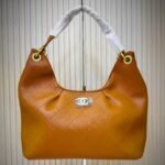 Classic Quilted Caramel Brown Leather Hobo Shoulder Bag