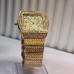 Square Crystal-Embellished Gold-Tone Iced-Out Watch - Image 2