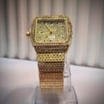 Square Crystal-Embellished Gold-Tone Iced-Out Watch - Image 3
