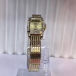 NK Rectangular Crystal-Accented Gold-Tone Women's Watch - Image 3