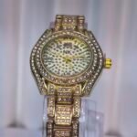 NK Crystal-Embellished Gold-Tone Women's Watch