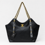 Classic Quilted Black Leather Chain Tote Bag - Image 3
