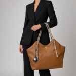 Classic Quilted Camel Brown Leather Chain Tote Bag - Image 2