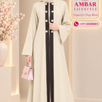 Ambar Mocha Elegance – Brown & Beige Statement Abaya