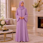 Ambar Lace-Trim Abaya - Image 7