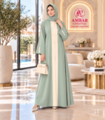 Ambar Mocha Elegance – Brown & Beige Statement Abaya - Image 2