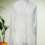 Ambar Elegant White Lace-Panel Abaya - Image 2